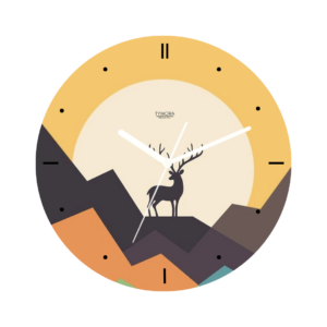 tymora line wall clock – 11” silent non ticking modern art clock – minimalist geometric wall decor with sun & moon motif – ideal for home, office, bedroom or studio